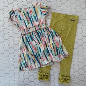 Matilda Jane Multicolor Brushstroke Top and Olive Leggings